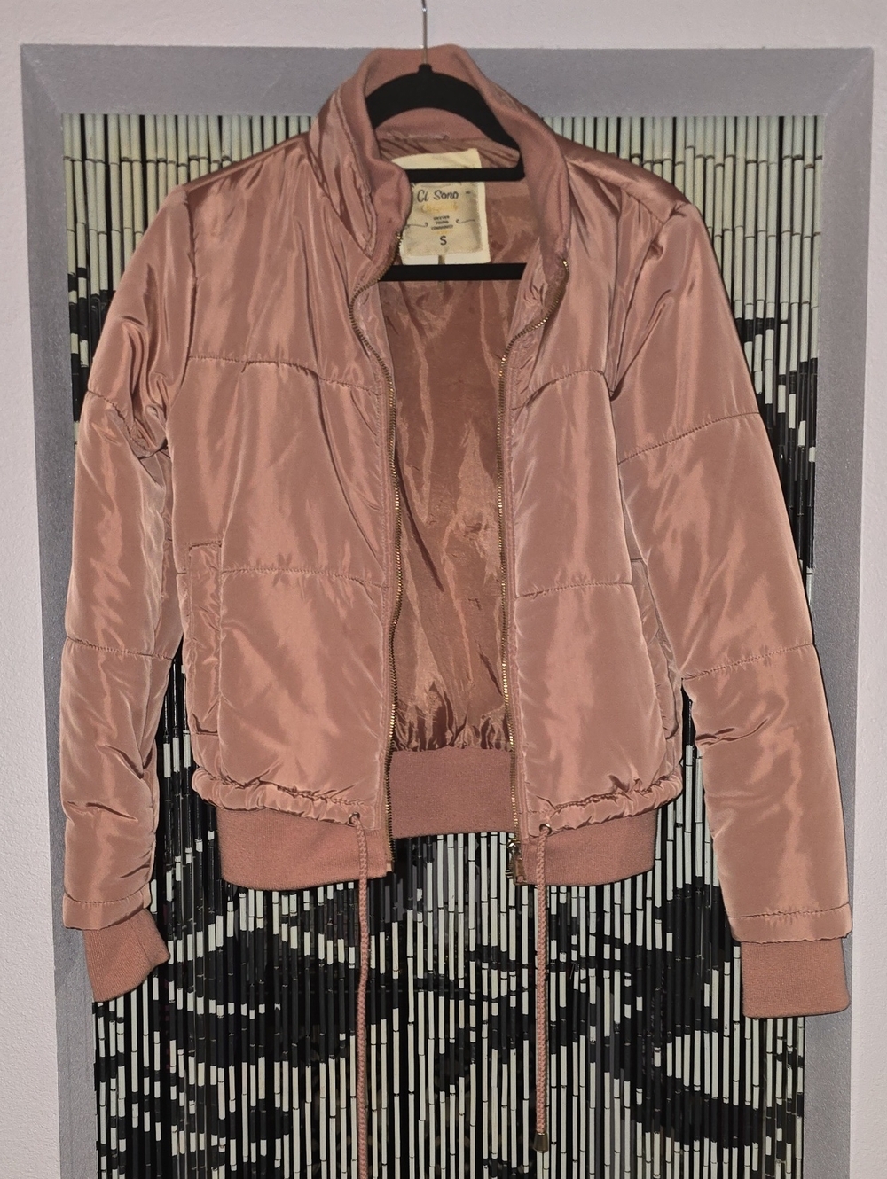 Ci Sono Dusty Rose Satin Bomber Jacket Size S